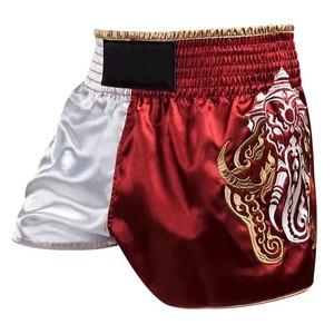 กางเกงมวยไทยผ้าไหมสีแดงขาว ชุดศิลปะการต่อสู้สำหรับผู้ชาย - Product Image 6