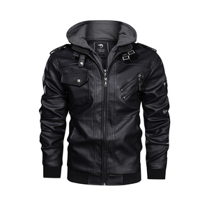 Men's Black Leather Bomber <b>Jacket</b> Anti-UV <b>Fleece</b> <b>Lined</b> Sherpa Lining Moto Biker Style Zipper Closure Slim Fit Autumn Wear - Product Image 6