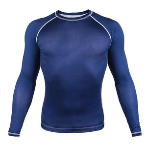 Haut de sport pour homme à manches longues noir avec bordure bleue, séchage rapide, en Spandex et Polyester - Product Image 2