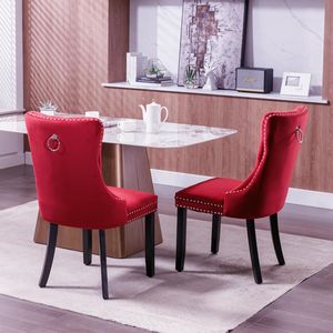 Sedie da Pranzo in Velluto Stile Nordico Classico, Gambe in Legno Massello di Alta Qualità con Rivestimento Contemporaneo e Design con Borchie - Product Image 6