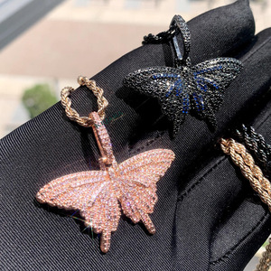 Colgante de Mariposa con Cristal de Laboratorio y Diamantes de Imitación, Plata 925, Chapado en Oro Rosa, Amuleto de Lujo Unisex para Uso Diario - Product Image 2