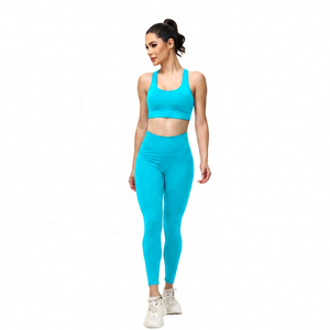 Women Solid <b>Black</b> High Waist <b>Legging</b> Yoga Set Racerback Full Length Workout Fitness Clothes Two Piece - Product Image 4