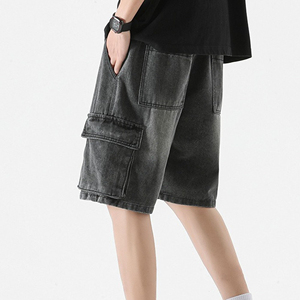 Shorts cargo pour homme, couleur unie, taille à cordon, shorts en coton, style décontracté avec poches, design respirant - Product Image 5