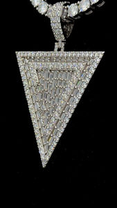 Độc Đáo 925 Bạc Hình Dạng Tam Giác Chất Lượng Cao Hàng Ngày Mặc <span class=keywords><strong>Baguette</strong></span> Cắt Moissanite Hip Hop Mặt Dây Chuyền Cho Rapper Tại Giá Bán Buôn - Product Image 2
