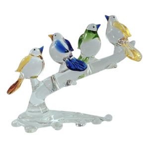 Crystal Glass Multicolor 04 Thirsty Birds Sitting On A <b>Tree</b> Branch Decorative Gifting Showpiece Multicolor 11 X 10 X 05 Cm. - Product Image 1