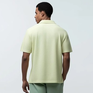 Men's Short Sleeve Knitted <b>Polo</b> Shirt Solid Green Color Breathable Casual Design With <b>Orange</b> Collar Regular Fit - Product Image 5