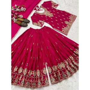 Conjunto de ropa de fiesta de diseñador para mujer, Top Sharara Plazzo Dupatta - Product Image 4