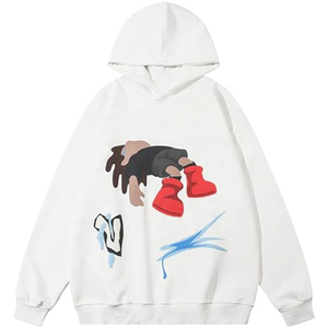 Sweat-shirt à capuche en tissu doux à séchage rapide, avec impression en relief, couleur personnalisée, design tendance, idéal pour les tenues décontractées, en vente. - Product Image 3