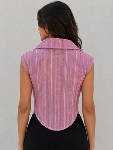 Top Corto Rosa con Cuentas para Mujer, Bordado a Mano, Escote en V Profundo, Cuello Abierto, Sin Mangas, Estilo Corsé, Ideal para Fiestas, Venta al por Mayor - Product Image 4