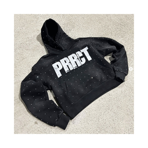 Sweat à capuche zippé pour homme 100% coton délavé à l'acide avec strass, logo brodé, effet soleil éclairé, écologique, respirant, couleurs personnalisables, 380g - Product Image 1