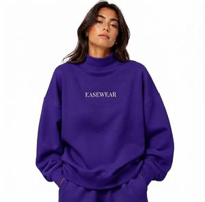 Sweat-shirt oversize à col montant pour femme en molleton de coton épais, Merchandise Blank Creator, Vêtements Premium - Product Image 1