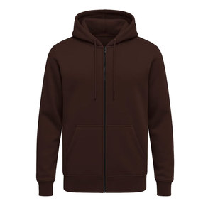 Sweat-shirt à capuche zippé pour homme, couleur unie, coupe classique, en coton French Terry, décontracté, pour l'automne - Product Image 4