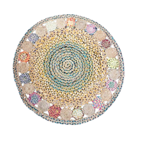 Tapis écologique 100% jute naturelle et coton recyclé, tressé à la main, réversible, antidérapant, pour tapis de sol et napperons.