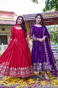 เทศกาลเปิดตัวสินค้าใหม่ ชุดยาวแบบซัลวาร์ คามีซ ผ้าฟ็อกซ์จอร์เจตต์ ปักเลื่อมหนา 5 มม. แบบกลับด้านได้ สำหรับงานปาร์ตี้สตรีสมัยใหม่ - Product Image 4