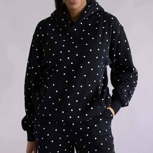Conjunto de Dos Piezas Personalizado con Estampado de Lunares, Sudadera con Capucha Extra Grande, Pantalones Anchos con Bolsillo Tipo Canguro, 100% Algodón, Secado Rápido, Transpirable, Casual - Product Image 1
