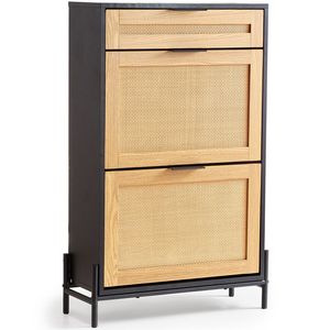 Mobiletto Portascarpe Moderno in Rattan con 3 Cassetti per Organizzazione Salvaspazio nell'Ingresso - Product Image 1
