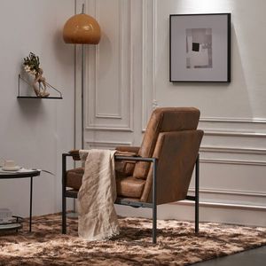 Sedia a dondolo singola in ferro stile Mid-Century con tessuto arancione bronzato, sedia da interno per il tempo libero, ideale per soggiorno e centri commerciali - Product Image 6