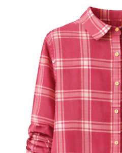 Vestido Camisero Rojo a Cuadros para Mujer, Manga Larga, Cierre de Botones, Midi, Casual, Holgado, de Algodón Tejido, con Bolsillos, para Primavera, Estilo Diario - Product Image 4