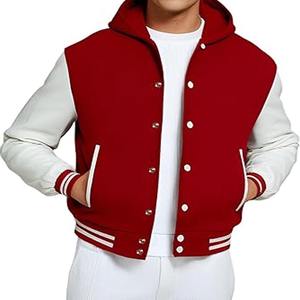 Blouson universitaire de baseball personnalisé avec fermeture à col et boutons, modèle Lettermen, pour la vente en gros, téléchargé par Dress Sports - Product Image 1