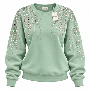 Sweat-shirt Glamour Femme Élégant Orné Décontracté avec Strass Nouvelle Collection Respirant Anti-boulochage Anti-plis Hiver - Product Image 5
