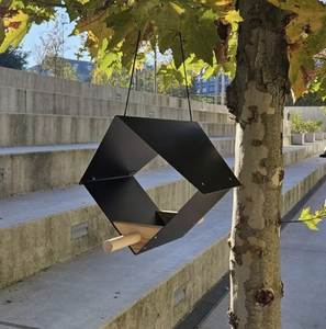 บ้านนกเหล็กสไตล์ชนบทสำหรับนกขนาดเล็ก ของตกแต่งสวน กล่องรังนกโลหะแบบแขวน ที่ให้อาหารนกกลางแจ้ง ของตกแต่ง - Product Image 4