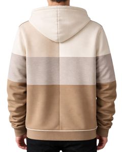 Sweat à capuche zippé personnalisé pour homme, beige et marron, en molleton de coton, style streetwear décontracté, veste d'hiver, fabricant sur mesure - Product Image 2