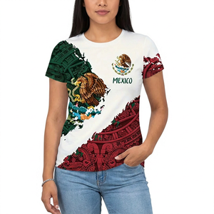 Camiseta de Manga Corta para Hombre con Estampado de la Bandera de México, Cuello Redondo, Estilo Casual, Algodón Jersey, Corte Regular, Diseño con Patrón - Product Image 2