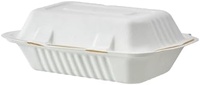 Boîte alimentaire en bagasse de 9x6 pouces, compostable, compatible micro-ondes, jetable, pour plats à emporter