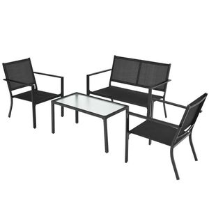 Set di 4 mobili da giardino con struttura in acciaio divano e tavolino da caffè per intrattenere all'aperto - Product Image 1