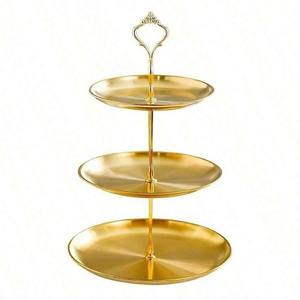 Soporte para Pastel de 3 Niveles CRAFT ASCENT TCAIB-002, Dorado y Plateado, de Aluminio, para Fiestas y Eventos de Lujo, Personalizado, Hecho a Mano, Elegante - Product Image 5
