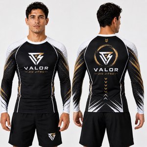 ผู้ผลิตเสื้อรัดกล้ามเนื้อ BJJ แบบสั่งทำพิเศษ เสื้อคอมเพรสชั่น No Gi สำหรับ MMA ชุดฝึกซ้อมกราปลิง ขายส่ง ผู้จัดจำหน่าย OEM กีฬา - Product Image 2