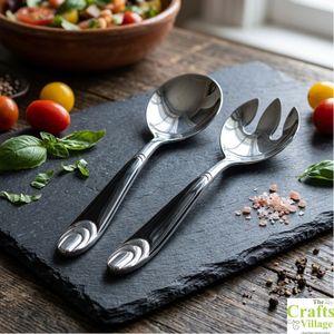 Ensemble de cuillères et fourchettes à salade en acier inoxydable, résistant au lave-vaisselle, pour une utilisation en cuisine - Product Image 1