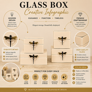 Premium Beige Glass Decorative Storage Box Set Contemporary Luxury Organizer Collection for Jewelry Keepsakes and Interior Decor - Product Image 4