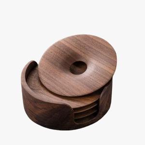 Posavasos de madera al por mayor para bebidas con soporte de hierro para mesa de café, decoración protectora de mesa, porta vasos para mesa de café - Product Image 2