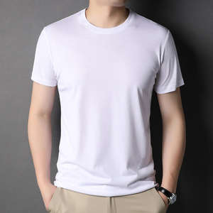 Camiseta de Verano para Hombre, Nueva, de Color Sólido, Cuello Redondo, Manga Corta, Blanca, Venta al Por Mayor de Fábrica - Product Image 2