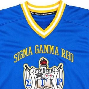 Camiseta Deportiva Personalizada Azul de la Hermandad Griega Sigma Gamma Rho, Manga Corta, Transpirable, Uniforme Deportivo de Alto Rendimiento - Product Image 3