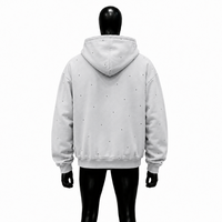 Sweat à capuche zippé argenté pour homme – Qualité supérieure, coupe oversize, style streetwear, motif à petits pois, en polaire, décontracté, mode hiver