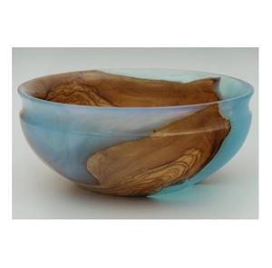 Cuenco Decorativo de Resina Epoxi y Madera de Acacia con Acabado Rústico y Efecto Río de Resina Transparente, Libre de BPA, para Decoración de Mesa - Product Image 1
