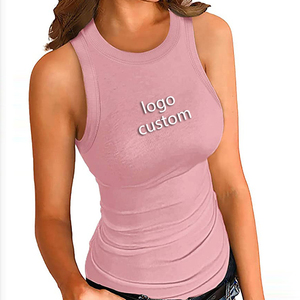 Wholesale Summer Women's Casual Short Vest Sleeveless Breathable Spandex/Cotton Inner Wear Camisole Tank Tops with Fixed <b>Pad</b> - Product Image 4