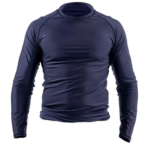 T-shirt de compression à manches longues pour homme, couleur unie, col rond, séchage rapide, coupe sportive ajustée, en polyester tricoté - Product Image 1
