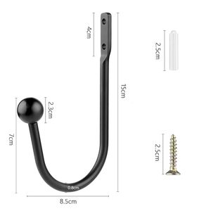 Attaches de rideaux modernes en métal noir avec extrémité sphérique pour salon - Product Image 3