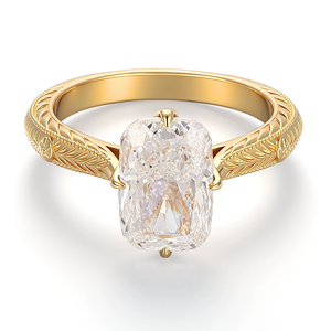 แหวนแต่งงานเพชรทรงคุชชั่นยาว 3 กะรัต ทองคำขาว 18K ได้รับการรับรองจาก IGI เพชรเพาะเลี้ยงสำหรับเจ้าสาว - Product Image 3