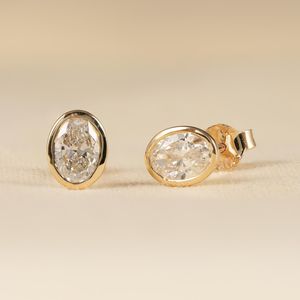 High Demand 1.01CT Oval Cut Diamond Solitaire Stud Earrings Lab Grown 18K Yellow Gold Wedding & Engagement Party Jewelry Charms - Product Image 1
