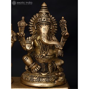 รูปปั้นทองเหลืองพระพิฆเนศ7 "รูปสลักของเทพเจ้าฮินดู - Product Image 2