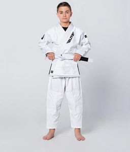 Superbes Kimonos de Jiu-Jitsu Brésilien pour Enfants avec Logo Personnalisé, 100% Coton, Blancs, pour Entraînement de BJJ et Karaté - Product Image 2