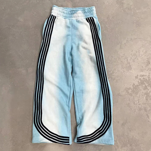 ชุดเซ็ตเสื้อฮู้ดดี้และกางเกงวอร์มสไตล์สตรีทแวร์ลำลอง ผ้าคอตตอน 100% ลายทางฟอกสีวินเทจ สำหรับผู้ชาย - Product Image 3