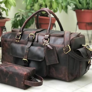 Bolsa de Viaje de Cuero Genuino de Lujo, Bolsa de Fin de Semana Vintage, Portátil, Ligera, de Gran Capacidad, para Profesionales - Product Image 1