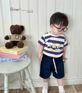 Nouvelle collection d'été, shorts rayés respirants pour garçons, vêtements décontractés pour bébés, ensemble deux pièces pour la maison, vêtements pour tout-petits - Product Image 2