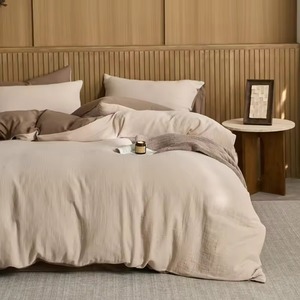 Ensemble de couette en coton uni léger et simple, 400TC, 3 pièces, lavable, pour la maison - Product Image 5