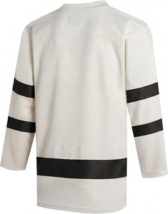 Maillot de hockey sur glace crème à col en V, uniforme d'équipe, pull à manches longues, chemise de hockey avec bande noire, maillot de hockey sur glace personnalisé - Product Image 6